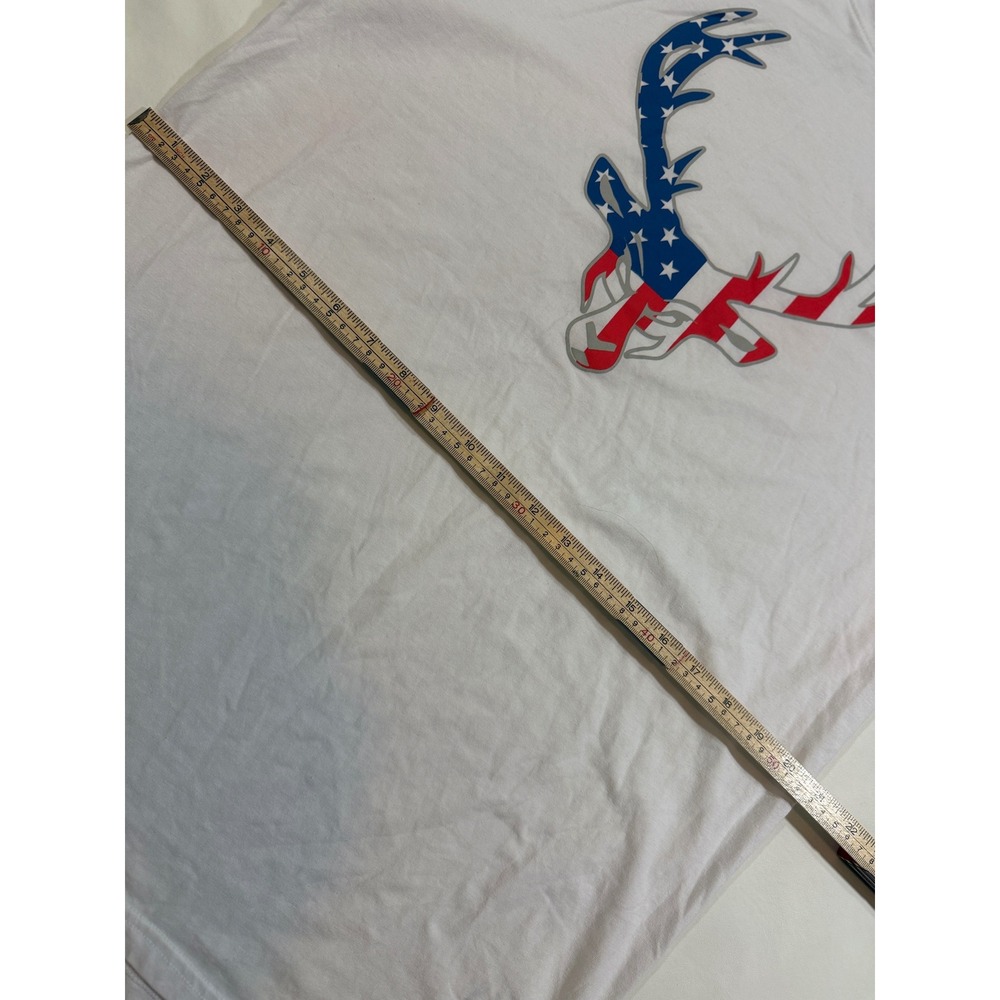 Bucked Up T-Shirt Mens XL White Good Patriotic American Flag Deer Antler Logo - Picture 5 of 6